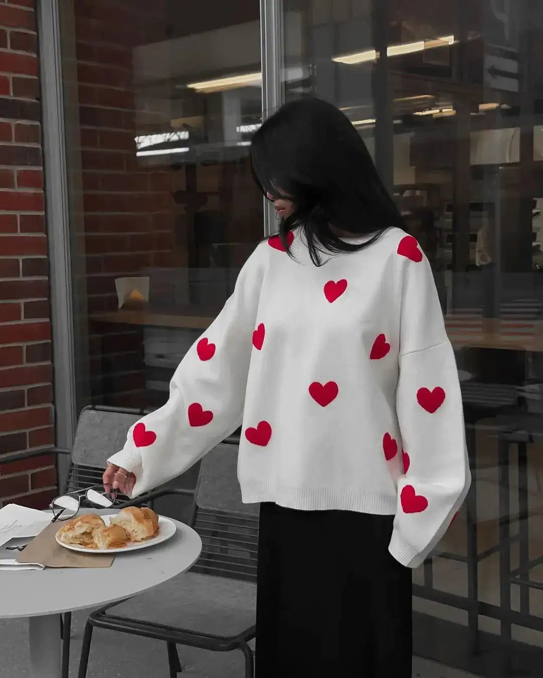 Cozy Red Heart Sweater