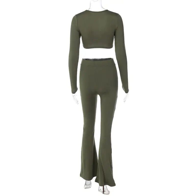 Yarzio Ribbed Flare Pants Set