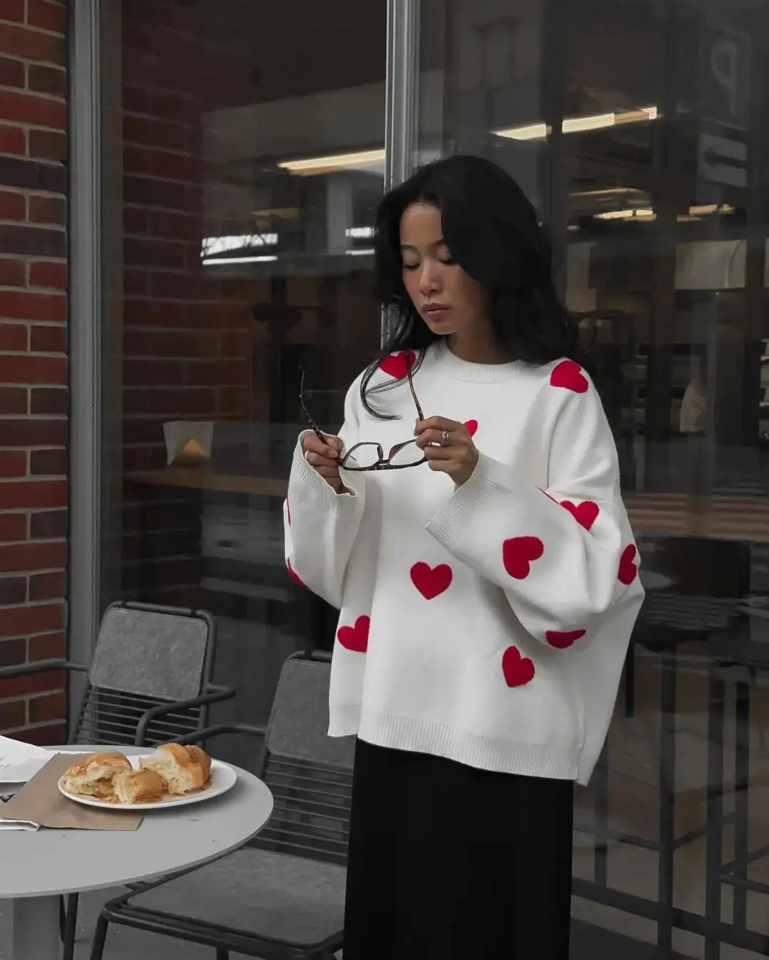 Cozy Red Heart Sweater